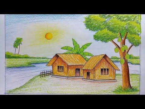 رسم منظر طبيعي - اجمل لوحات للفنانين 1225