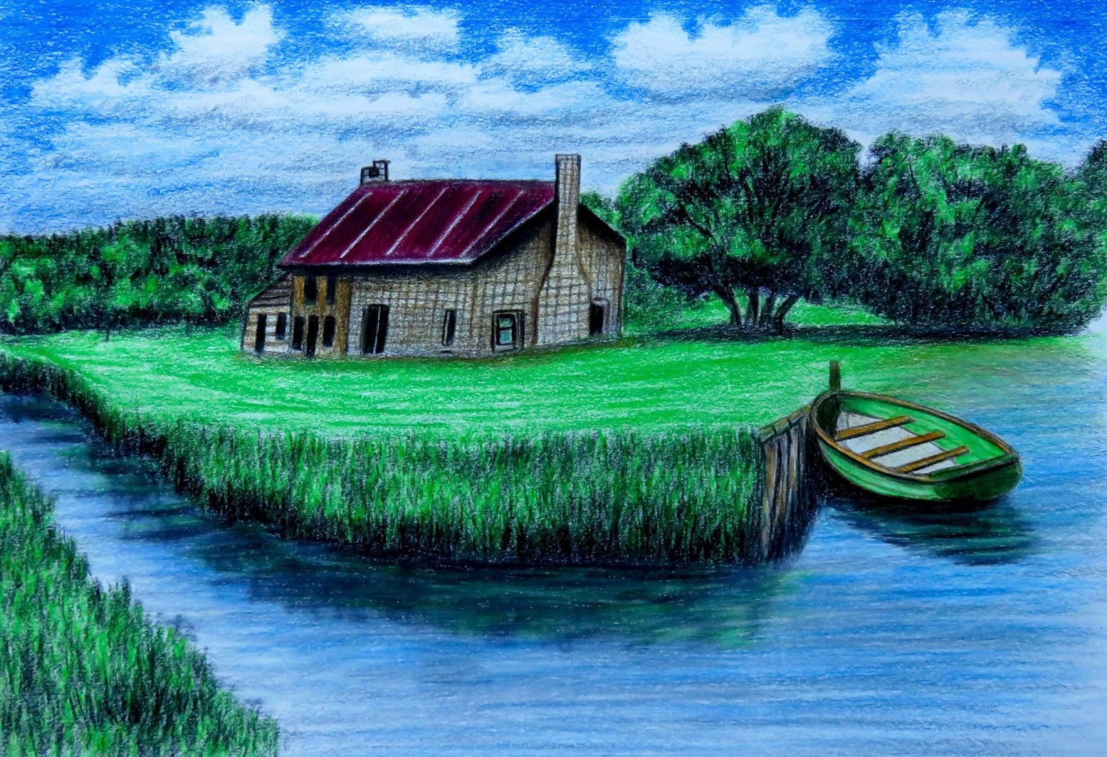 رسم منظر طبيعي - اجمل لوحات للفنانين 1225 8